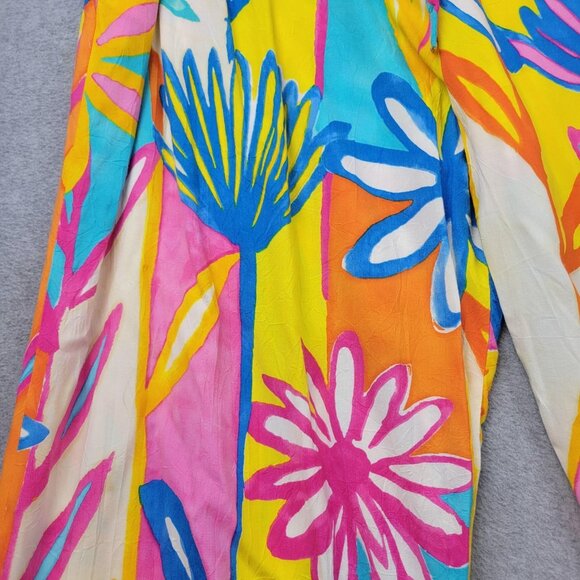Jams World Pants Womens Medium Floral Rayon Wide Leg Joy Made in Hawaii USA - Picture 2 of 12